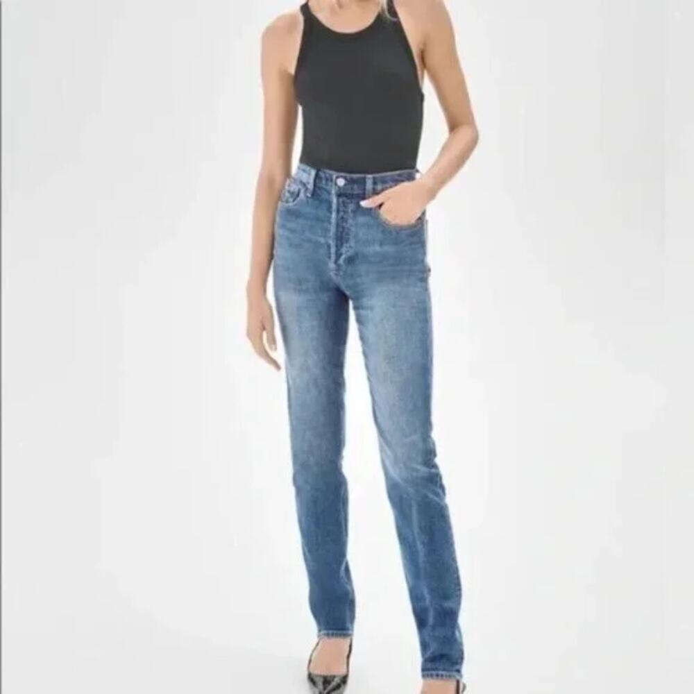 Denim Forum The Yoko High Rise Slim Jeans Dark Wash Blue Denim Womens Size 27